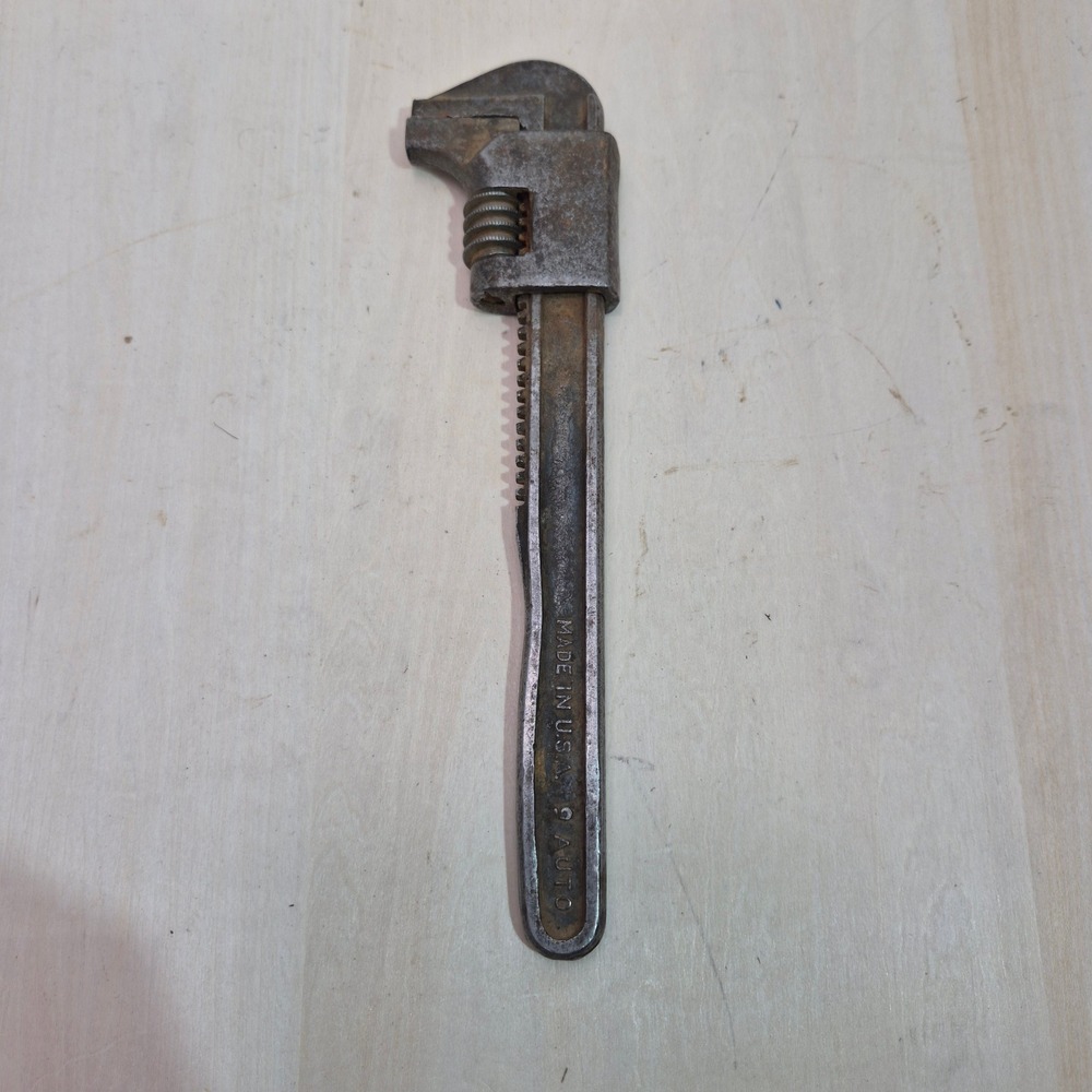 Vintage 9 Inch Auto Wrench Adjustable Monkey Wrench Made in USA 9 AUTO 74 Steel